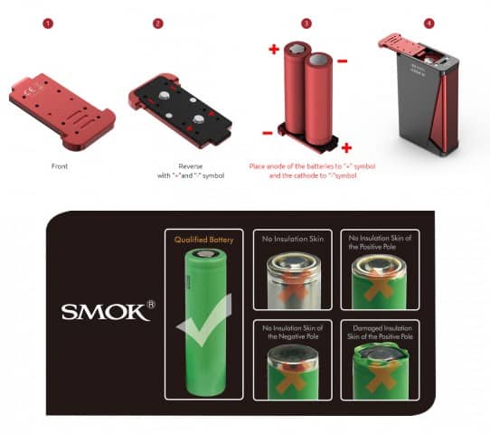 SMOK H-Priv Viktigt om batterier